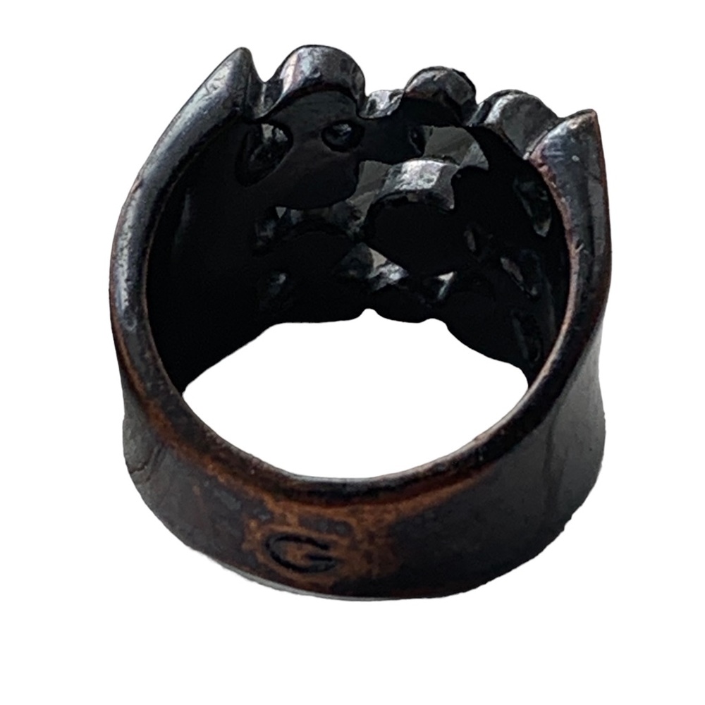 Vintage Gabriel & Co Black Plated Crystal Stone Wide Band Men’s Ring Jewelry - Picture 5 of 6